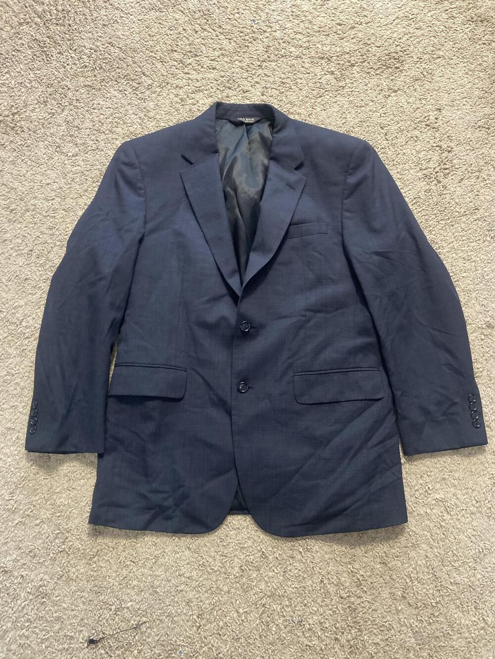 Jos. A. Bank Suit Jacket Mens 41R Large Blue Wool Two Button Notch Lapel Blazer